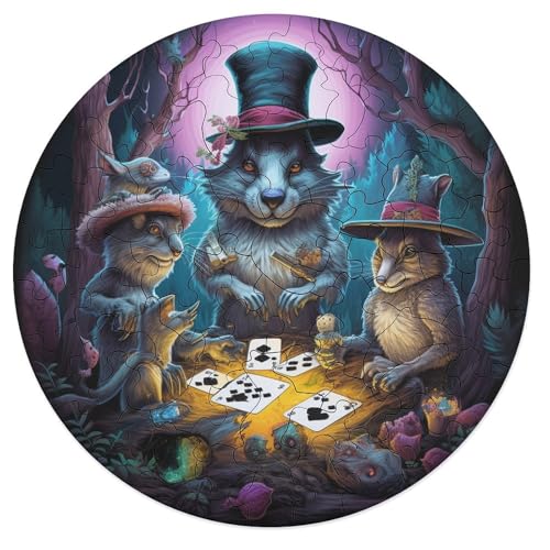 Puzzle für Erwachsene 68 Teile Tiere Spielen Poker Puzzle für Erwachsene rundes Holzpuzzle Familienpuzzlespiel 20 x 20 cm Puzzle für Erwachsene 68 Teile Tiere Spielen Poker Puzzle für Erwachsene rundes Holzpuzzle Familienpuzzlespiel 20 x 20 cm von zouxangzz
