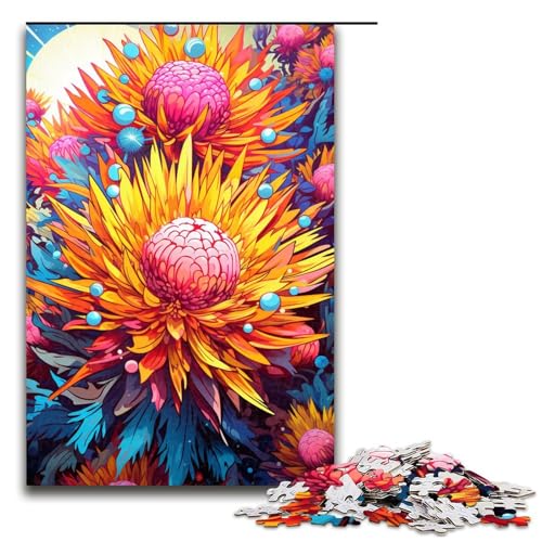 Puzzle für Erwachsene Bunte Blumen 1000 Teile Holzpuzzle für Erwachsene und Kinder ab 12 Jahren 75 x 50 cm von zouxangzz