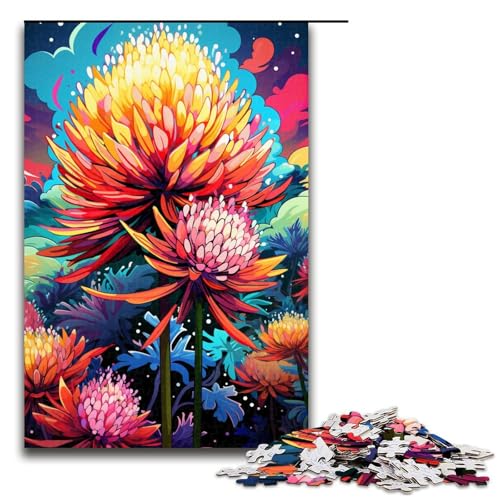 Puzzle für Erwachsene Bunte Blumen 1000 Teile Holzpuzzle für Kinder ab 12 Jahren Lernspielzeug 75 x 50 cm von zouxangzz