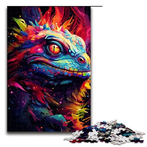 Puzzle für Erwachsene Bunte Eidechse 1000 Teile Holzpuzzle für Kinder ab 12 Jahren anspruchsvolles Spiel 75 x 50 cm von zouxangzz