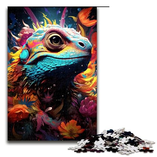 Puzzle für Erwachsene Bunte Eidechse 1000 Teile tolles Geschenk geeignet für Jugendliche ab 12 Jahren 75 x 50 cm von zouxangzz