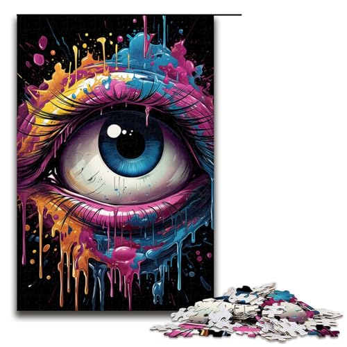Puzzle für Erwachsene Bunte Fantasieaugen 1000 Teile Holzpuzzle für Kinder ab 12 Jahren anspruchsvolles Spiel 75 x 50 cm von zouxangzz