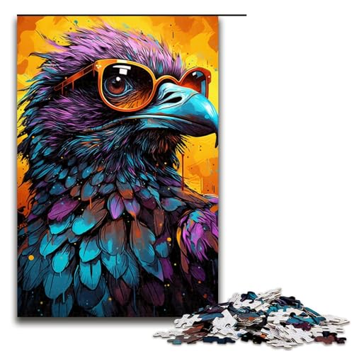 Puzzle für Erwachsene Bunte Fantasiekrähe 1000 Teile Holzpuzzle für Kinder ab 12 Jahren anspruchsvolles Spiel 75 x 50 cm von zouxangzz
