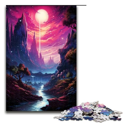 Puzzle für Erwachsene Bunte Fantasielandschaft 1000 Teile Holzpuzzle für Kinder ab 12 Jahren Heimdekoration 75 x 50 cm von zouxangzz
