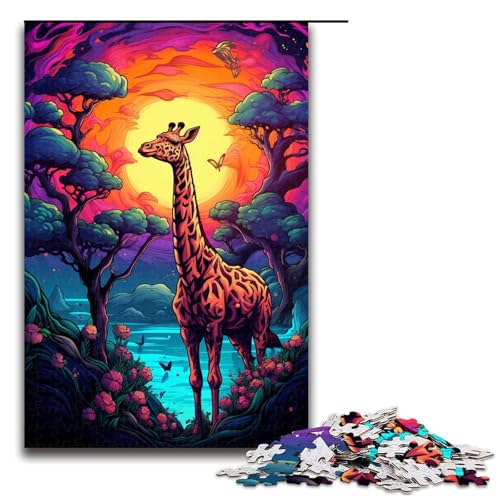 Puzzle für Erwachsene Bunte Giraffe 1000 Teile Holzpuzzle für Erwachsene und Kinder ab 12 Jahren 75 x 50 cm von zouxangzz