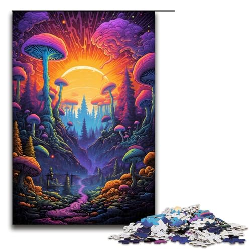 Puzzle für Erwachsene Bunte Pilze 1000 Teile Holzpuzzle für Kinder ab 12 Jahren anspruchsvolles Spiel 75 x 50 cm von zouxangzz
