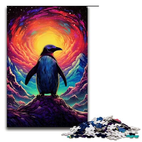 Puzzle für Erwachsene Bunte Pinguine 1000 Teile Holzpuzzle für Kinder ab 12 Jahren anspruchsvolles Spiel 75 x 50 cm von zouxangzz