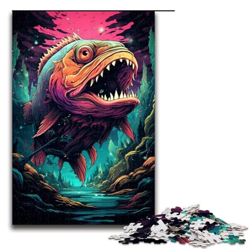 Puzzle für Erwachsene Bunte Piranha Puzzles 1000 Teile Holzpuzzle für Kinder ab 12 Jahren anspruchsvolles Spiel 75 x 50 cm von zouxangzz