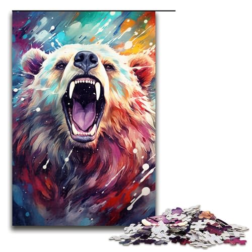 Puzzle für Erwachsene Bunte Psychedelia der Eisbären 1000 Teile Holzpuzzle für Kinder ab 14 Jahren anspruchsvolles Spiel 75 x 50 cm von zouxangzz
