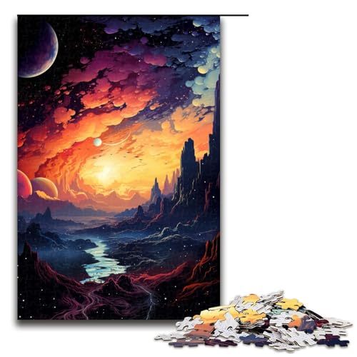 Puzzle für Erwachsene Bunte Psychedelia der Planeten 1000 Teile Holzpuzzle für Erwachsene und Kinder ab 14 Jahren 75 x 50 cm von zouxangzz