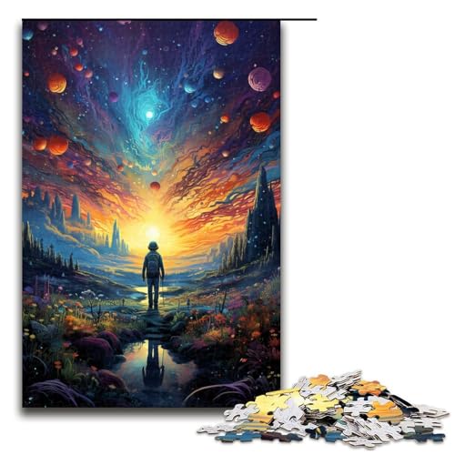 Puzzle für Erwachsene Bunte Psychedelia der Planeten 1000 Teile Holzpuzzle für Erwachsene und Kinder ab 14 Jahren 75 x 50 cm von zouxangzz