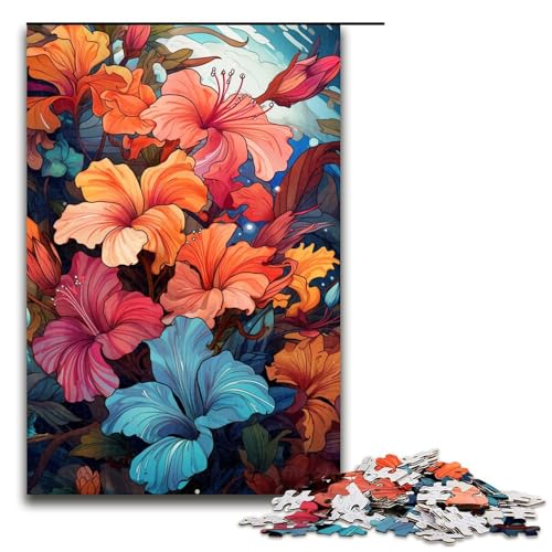 Puzzle für Erwachsene Bunte Psychedelia der Rhododendren 1000 Teile Holzpuzzle für Erwachsene und Kinder ab 14 Jahren 75 x 50 cm von zouxangzz