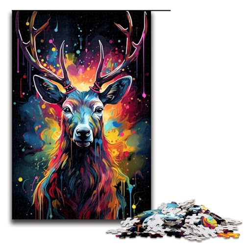 Puzzle für Erwachsene Bunte Psychedelia des Sternenhimmels Hirsch 1000 Teile Holzpuzzle für Kinder ab 14 Jahren Lernspielzeug 75 x 50 cm Puzzle für Erwachsene Bunte Psychedelia des Sternenhimmels Hirsch 1000 Teile Holzpuzzle für Kinder ab 14 Jahren Lernspielzeug 75 x 50 cm von zouxangzz