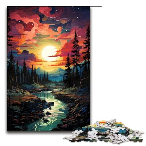 Puzzle für Erwachsene Bunte Psychedelia in Lappland 1000 Teile Holzpuzzle für Kinder ab 12 Jahren anspruchsvolles Spiel 75 x 50 cm von zouxangzz