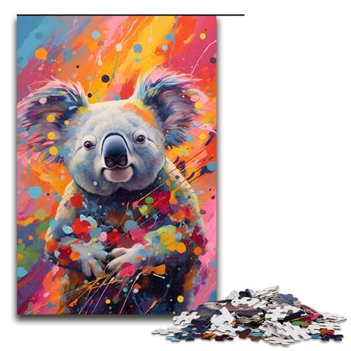 Puzzle für Erwachsene Bunte Zeichnung Koala 1000 teiliges Holzpuzzle für Familienspiele 75 x 50 cm von zouxangzz