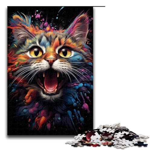 Puzzle für Erwachsene Bunte Zeichnung Tierkatze 1000 Teile tolles Geschenk geeignet für und Teenager ab 12 Jahren 75 x 50 cm von zouxangzz