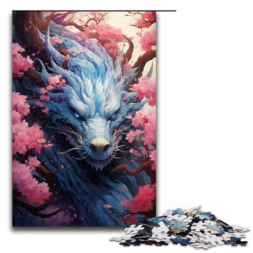 Puzzle für Erwachsene Bunte psychedelische Drachen und Kirschblüten Japan 1000 Teile Holzpuzzle für Kinder ab 14 Jahren anspruchsvolles Spiel 75 x 50 cm von zouxangzz