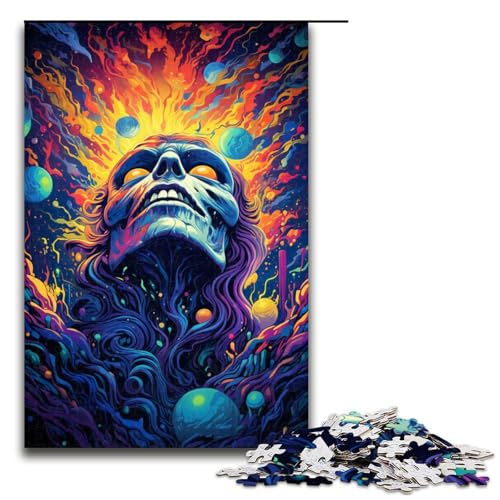 Puzzle für Erwachsene Bunter Höllendämon 1000 Teile Holzpuzzle für Erwachsene und Kinder ab 12 Jahren 75 x 50 cm von zouxangzz