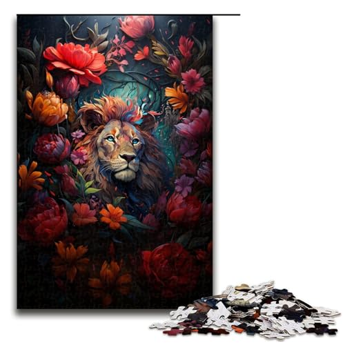 Puzzle für Erwachsene Bunter Löwe 1000 Teile Holzpuzzle für Erwachsene und Kinder ab 12 Jahren 75 x 50 cm von zouxangzz