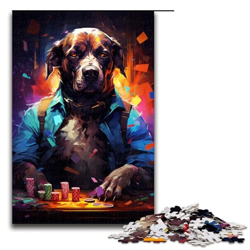 Puzzle für Erwachsene Bunter exotischer Hund 1000 Teile Holzpuzzle für Erwachsene und Kinder ab 12 Jahren 75 x 50 cm von zouxangzz