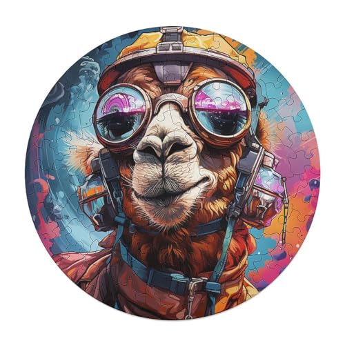 Puzzle für Erwachsene Tier Alpaka 120 Teile Holzpuzzle runde Puzzles für Erwachsene und Kinder ab 12 Jahren Lernspiel 29 x 29 cm von zouxangzz