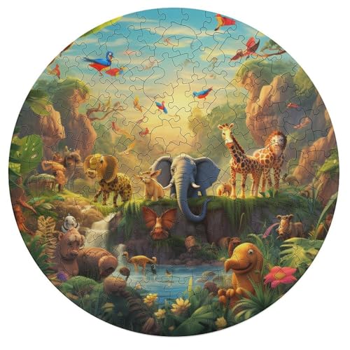 Puzzle für Erwachsene afrikanische Tiere 195 Teile rundes Holzpuzzle für Erwachsene und Kinder ab 12 Jahren entspannendes intellektuelles Lernspielzeug 42 x 42 cm Puzzle für Erwachsene afrikanische Tiere 195 Teile rundes Holzpuzzle für Erwachsene und Kinder ab 12 Jahren entspannendes intellektuelles Lernspielzeug 42 x 42 cm von zouxangzz