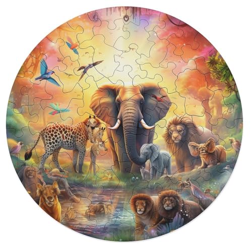 Puzzle für Erwachsene afrikanische Tiere 68 teiliges Puzzle rundes Holzpuzzle für Erwachsene und Kinder ab 12 Jahren entspannendes intellektuelles Lernspielzeug 20 x 20 cm Puzzle für Erwachsene afrikanische Tiere 68 teiliges Puzzle rundes Holzpuzzle für Erwachsene und Kinder ab 12 Jahren entspannendes intellektuelles Lernspielzeug 20 x 20 cm von zouxangzz