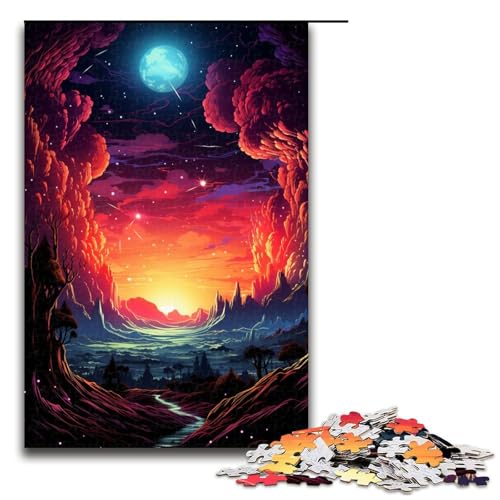 Puzzle für Erwachsene bunt psychedelisch Fantasie Weltraum 1000 Teile Holzpuzzle für Kinder ab 14 Jahren anspruchsvolles Spiel 75 x 50 cm von zouxangzz