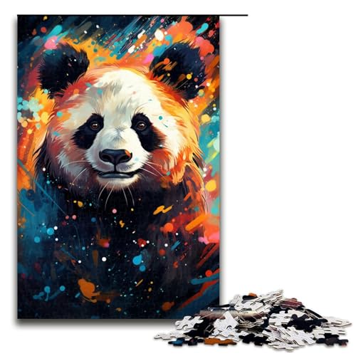 Puzzle für Erwachsene bunt psychedelisches Tier Panda 1000 Teile Holzpuzzle für Kinder ab 14 Jahren anspruchsvolles Spiel 75 x 50 cm von zouxangzz