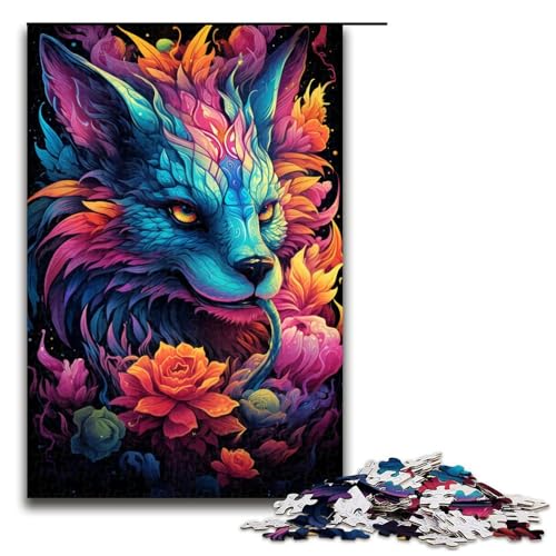 Puzzle für Erwachsene bunt süßer Drache 1000 Teile Holzpuzzle für Kinder ab 12 Jahren anspruchsvolles Spiel 75 x 50 cm von zouxangzz