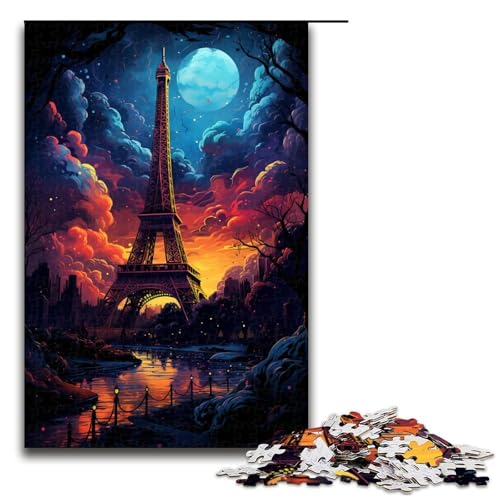 Puzzle für Erwachsene bunter Eiffelturm 1000 Teile Holzpuzzle für Kinder ab 12 Jahren Heimdekoration 75 x 50 cm von zouxangzz