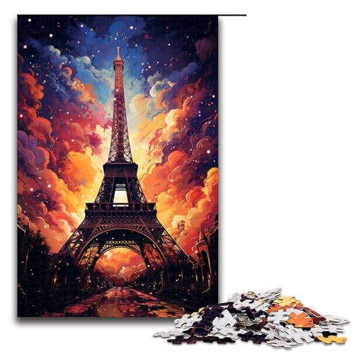 Puzzle für Erwachsene bunter Eiffelturm 12 1000 Teile Holzpuzzle für Erwachsene und Kinder ab 12 Jahren 75 x 50 cm von zouxangzz