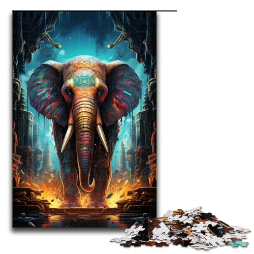 Puzzle für Erwachsene bunter Elefant 1000 Teile Holzpuzzle für Kinder ab 12 Jahren Heimdekoration 75 x 50 cm von zouxangzz