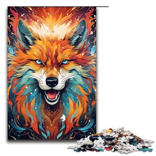 Puzzle für Erwachsene bunter Fantasie Fuchs 1000 Teile Holzpuzzle für Kinder ab 12 Jahren anspruchsvolles Spiel 75 x 50 cm von zouxangzz