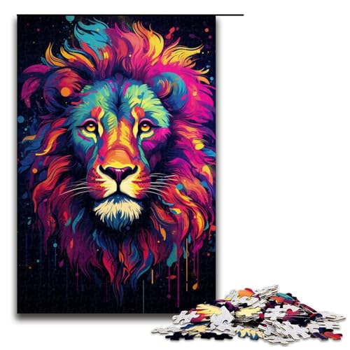 Puzzle für Erwachsene bunter Löwe 1000 Teile Holzpuzzle für Kinder ab 12 Jahren anspruchsvolles Spiel 75 x 50 cm von zouxangzz