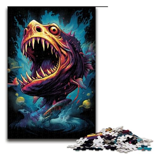 Puzzle für Erwachsene bunter Piranha 1000 teiliges Holzpuzzle für Kinder ab 12 Jahren Lernspielzeug 75 x 50 cm von zouxangzz