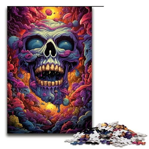 Puzzle für Erwachsene bunter Psychedelischer Teufel 1000 teiliges Holzpuzzle für Erwachsene und Kinder ab 14 Jahren 75 x 50 cm von zouxangzz