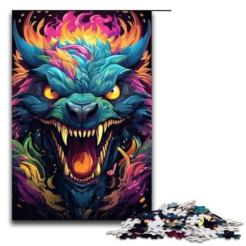 Puzzle für Erwachsene bunter süßer Drache 1000 Teile Holzpuzzle für Erwachsene und Kinder ab 12 Jahren 75 x 50 cm von zouxangzz