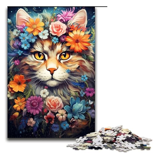 Puzzle für Erwachsene buntes Fantasie Katzen Puzzle 1000 Teile Holzpuzzle für Kinder ab 12 Jahren anspruchsvolles Spiel 75 x 50 cm von zouxangzz