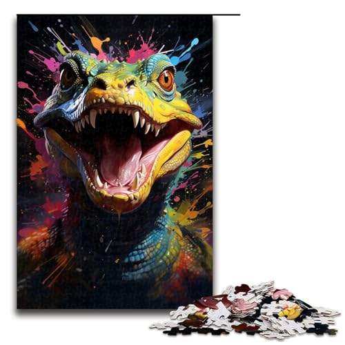 Puzzle für Erwachsene buntes Fantasie Krokodil 1000 Teile Holzpuzzle für Kinder ab 12 Jahren Heimdekoration 75 x 50 cm von zouxangzz