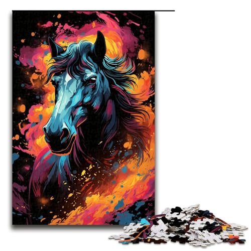 Puzzle für Erwachsene buntes Fantasiepferd 1000 teiliges Holzpuzzle für Kinder ab 12 Jahren Heimdekoration 75 x 50 cm von zouxangzz