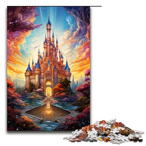 Puzzle für Erwachsene buntes Fantasieschloss 1000 Teile Holzpuzzle für Kinder ab 12 Jahren anspruchsvolles Spiel 75 x 50 cm von zouxangzz