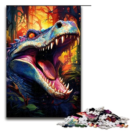 Puzzle für Erwachsene buntes Gemälde Krokodil 1000 Teile Holzpuzzle für Familienspiele 75 x 50 cm von zouxangzz
