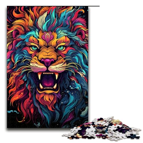 Puzzle für Erwachsene buntes psychedelisches Tier 1000 teiliges Holzpuzzle für Familienspiele 75 x 50 cm von zouxangzz
