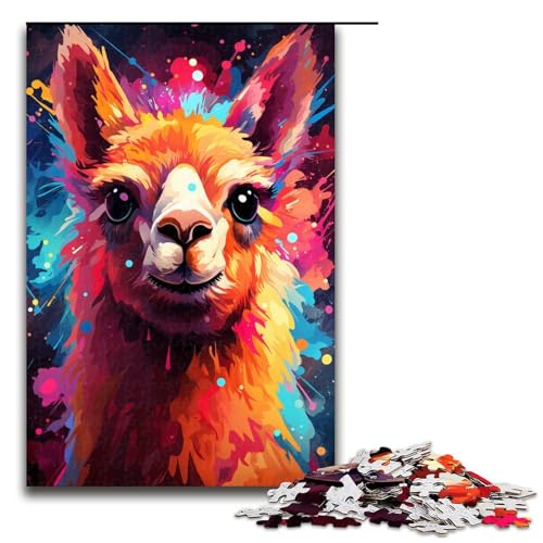 Puzzle für Erwachsene buntes psychedelisches Tier Alpaka 1000 teiliges Holzpuzzle für Kinder ab 14 Jahren Lernspielzeug 75 x 50 cm Puzzle für Erwachsene buntes psychedelisches Tier Alpaka 1000 teiliges Holzpuzzle für Kinder ab 14 Jahren Lernspielzeug 75 x 50 cm von zouxangzz