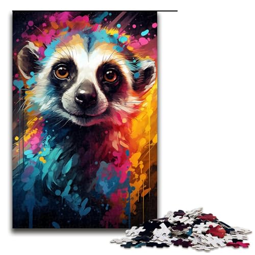 Puzzle für Erwachsene buntes süßes Erdmännchen 1000 Teile Holzpuzzle für Erwachsene und Kinder ab 12 Jahren 75 x 50 cm von zouxangzz