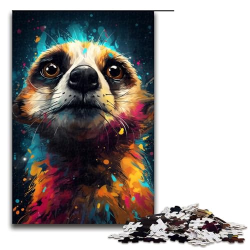 Puzzle für Erwachsene buntes süßes Erdmännchen 1000 Teile Holzpuzzle für Erwachsene und Kinder ab 12 Jahren 75 x 50 cm von zouxangzz