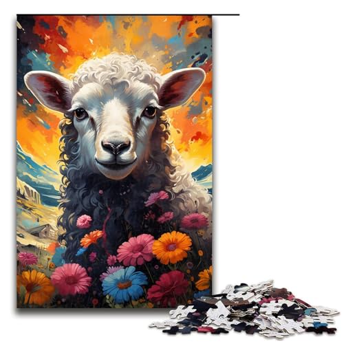 Puzzle für Erwachsene buntes süßes Schaf 1000 Teile Holzpuzzle für Erwachsene und Kinder ab 12 Jahren 75 x 50 cm von zouxangzz