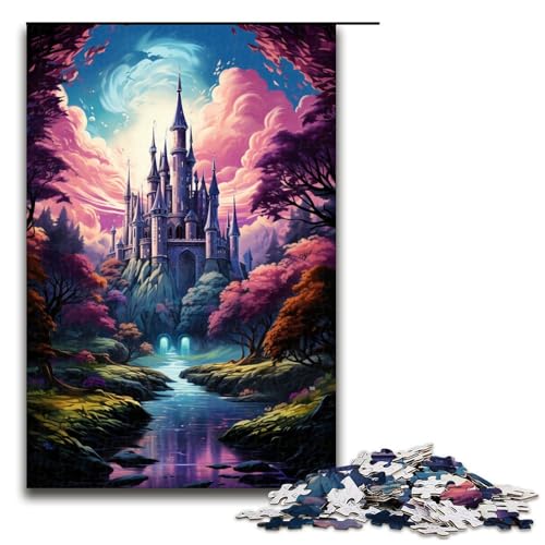 Puzzle für Erwachsene farbenfroh psychedelisch Fantasie Palastinsel 1000 Teile Holzpuzzle für Kinder ab 14 Jahren Heimdekoration 75 x 50 cm von zouxangzz