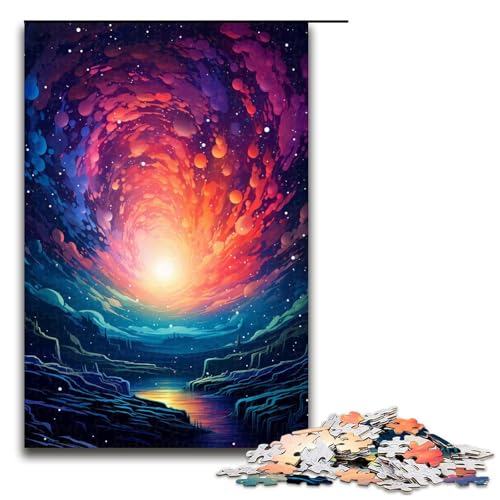 Puzzle für Erwachsene farbenfroh psychedelisch verträumte Galaxie 1000 Teile Holzpuzzle für Erwachsene und Kinder ab 14 Jahren Lernspielzeug 75 x 50 cm von zouxangzz